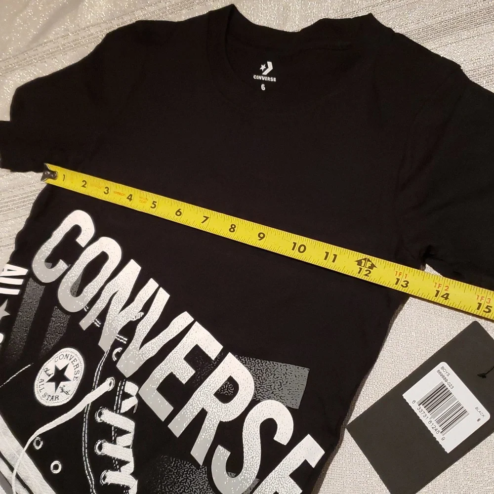 Converse RARE! NEW 1908 Worldwide T-Shirt Tee Boys size 6 (M) BLACK NWT